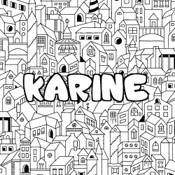 Coloring page first name KARINE - City background