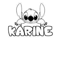 Coloring page first name KARINE - Stitch background