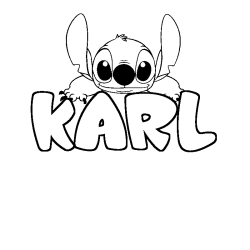 Coloring page first name KARL - Stitch background