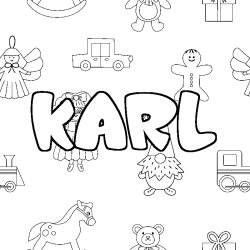 Coloring page first name KARL - Toys background
