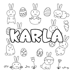 Coloring page first name KARLA - Easter background