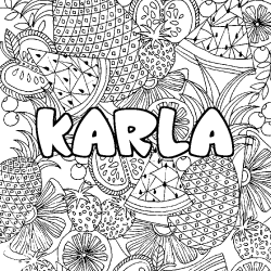 Coloring page first name KARLA - Fruits mandala background