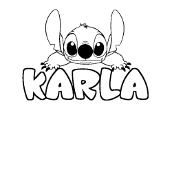 Coloring page first name KARLA - Stitch background