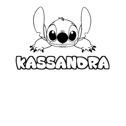 Coloring page first name KASSANDRA - Stitch background