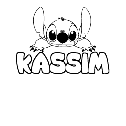 Coloring page first name KASSIM - Stitch background