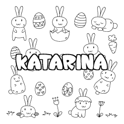 Coloring page first name KATARINA - Easter background