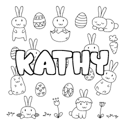Coloring page first name KATHY - Easter background