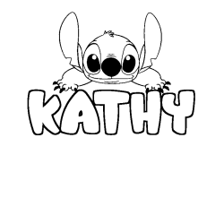 Coloring page first name KATHY - Stitch background