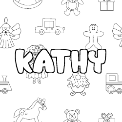 Coloring page first name KATHY - Toys background