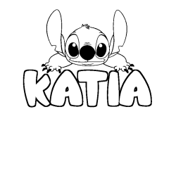 Coloring page first name KATIA - Stitch background