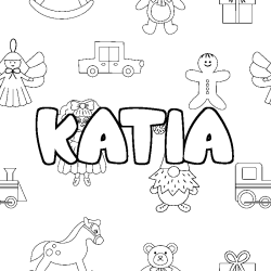 Coloring page first name KATIA - Toys background