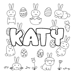 Coloring page first name KATY - Easter background