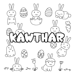 Coloring page first name KAWTHAR - Easter background