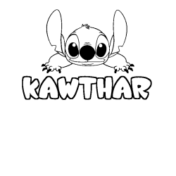 Coloring page first name KAWTHAR - Stitch background