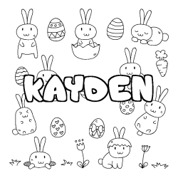Coloring page first name KAYDEN - Easter background