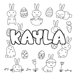 Coloring page first name KAYLA - Easter background
