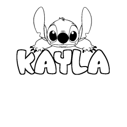 Coloring page first name KAYLA - Stitch background
