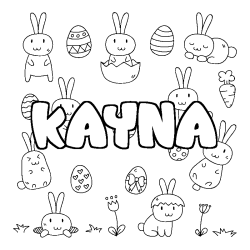 Coloring page first name KAYNA - Easter background