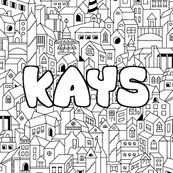 Coloring page first name KAYS - City background