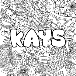 Coloring page first name KAYS - Fruits mandala background