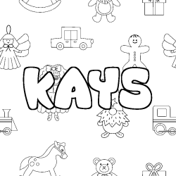 Coloring page first name KAYS - Toys background