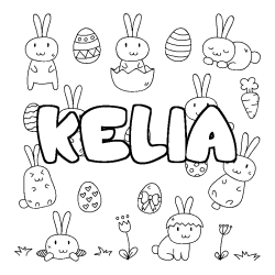 Coloring page first name KELIA - Easter background