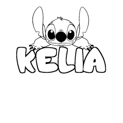 Coloring page first name KELIA - Stitch background