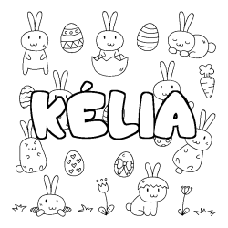 Coloring page first name KÉLIA - Easter background
