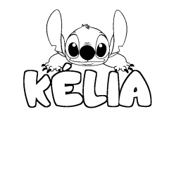 Coloring page first name KÉLIA - Stitch background