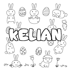 Coloring page first name KELIAN - Easter background