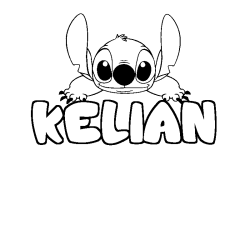 Coloring page first name KELIAN - Stitch background