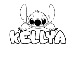 Coloring page first name KELLYA - Stitch background