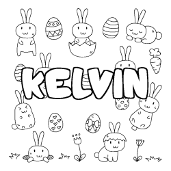 Coloring page first name KELVIN - Easter background