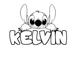 Coloring page first name KELVIN - Stitch background