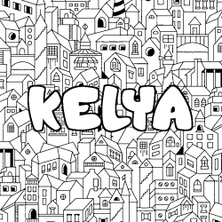 Coloring page first name KELYA - City background
