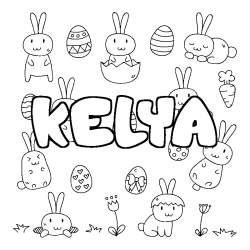 Coloring page first name KELYA - Easter background