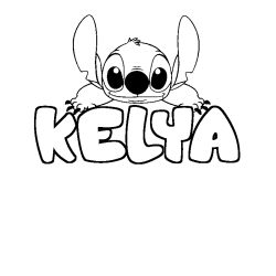 Coloring page first name KELYA - Stitch background