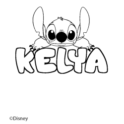 Coloring page first name KELYA - Stitch background