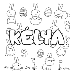 Coloring page first name KÉLYA - Easter background