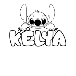 Coloring page first name KÉLYA - Stitch background