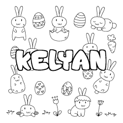 Coloring page first name KELYAN - Easter background