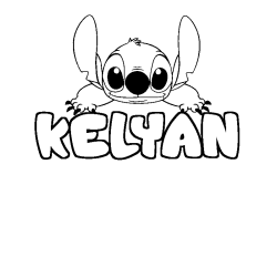 Coloring page first name KELYAN - Stitch background