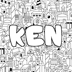 Coloring page first name KEN - City background