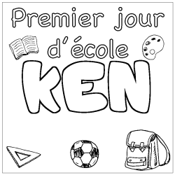 Coloring page first name KEN - School First day background