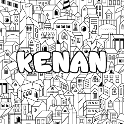 Coloring page first name KENAN - City background