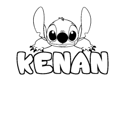 Coloring page first name KENAN - Stitch background