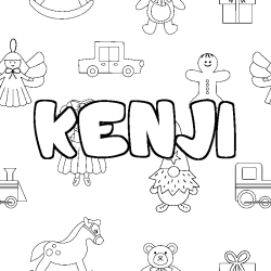 Coloring page first name KENJI - Toys background