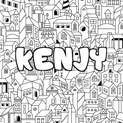 Coloring page first name KENJY - City background
