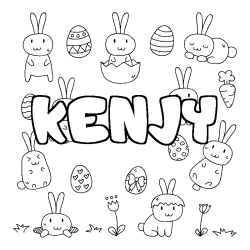 Coloring page first name KENJY - Easter background
