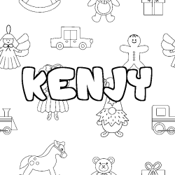 Coloring page first name KENJY - Toys background
